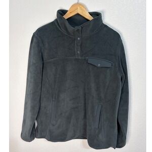 32 Degrees Heat Mens Fleece Pullover Snap Mock Neck Sweatshirt Charcoal Gray L